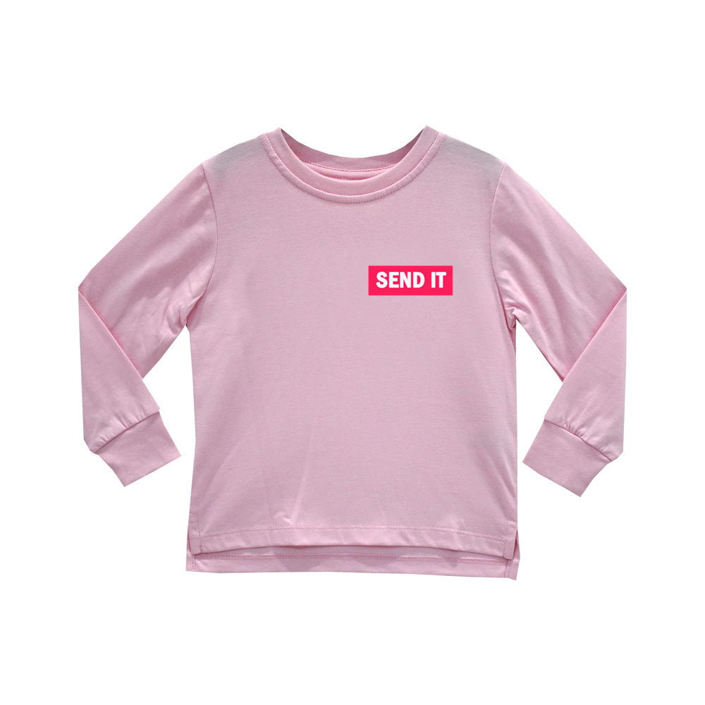 SEND IT GIRLS LONG SLEEVE BABY PINK