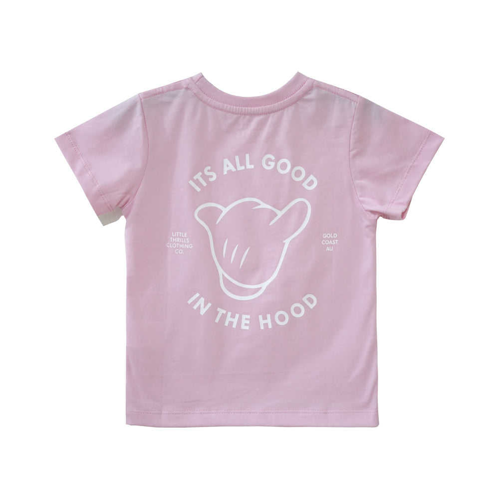 ITS ALL GOOD GIRLS SMALL PRINT TEE BABY PINK
