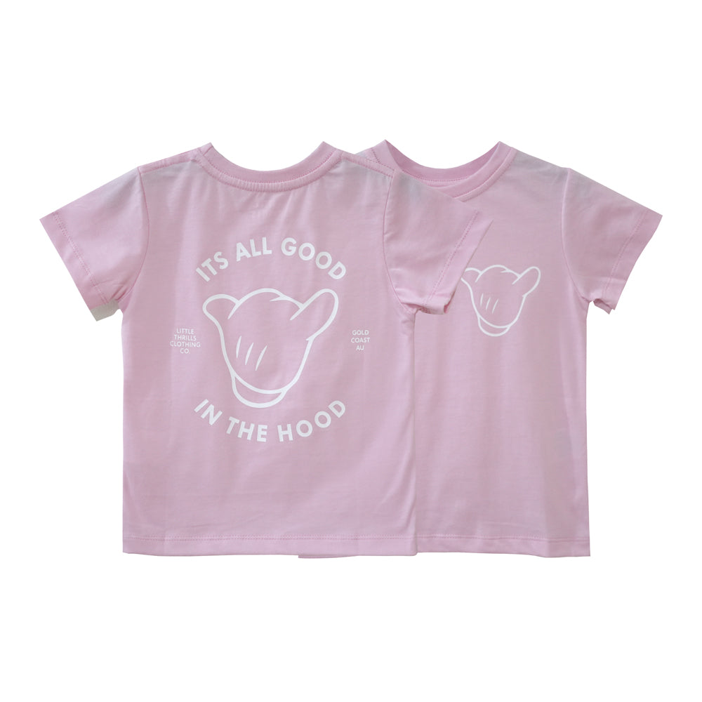 ITS ALL GOOD GIRLS SMALL PRINT TEE BABY PINK