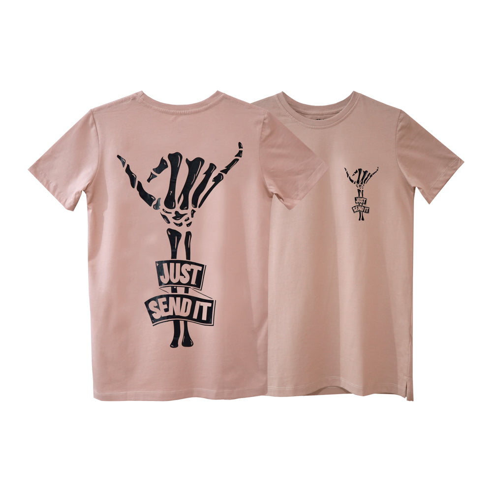 JUST SEND IT BIG BOYS SMALL PRINT TEE BEIGE