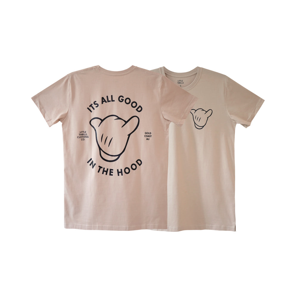 ITS ALL GOOD MENS SMALL PRINT TEE BEIGE