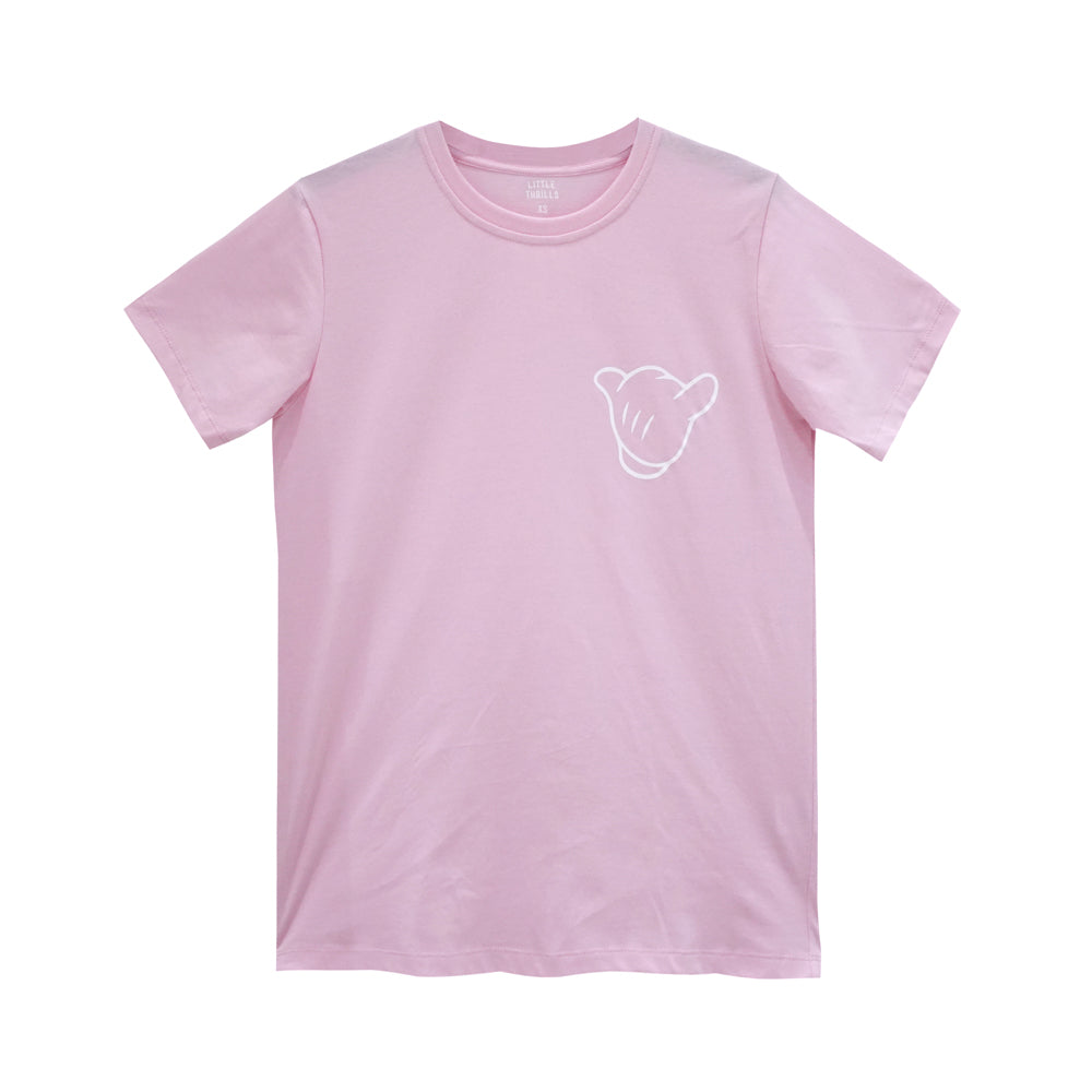 ITS ALL GOOD WOMENS SMALL PRINT TEE BABY PINK