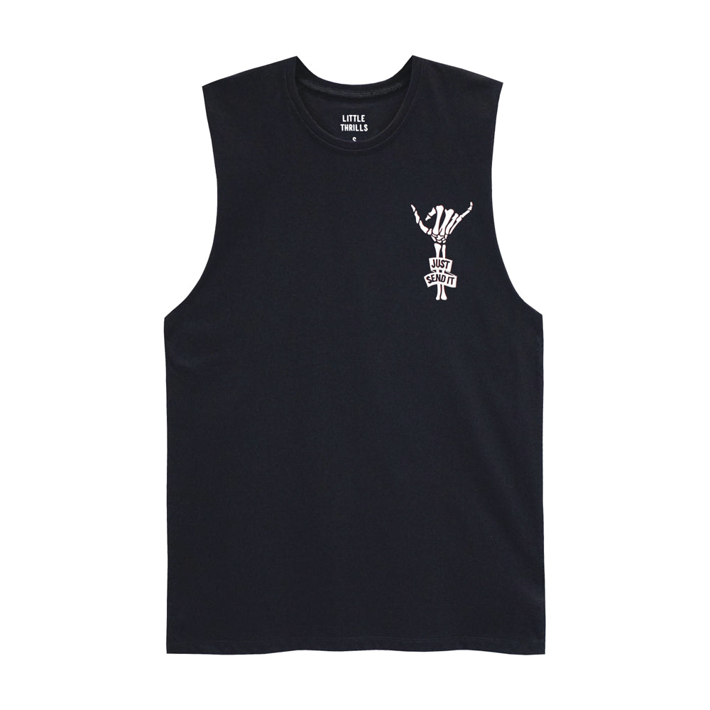 JUST SEND IT MENS SMALL PRINT MUSCLE TEE