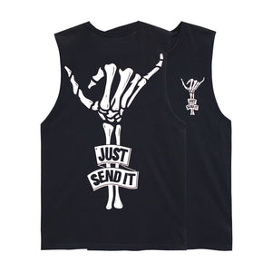 JUST SEND IT MENS SMALL PRINT MUSCLE TEE