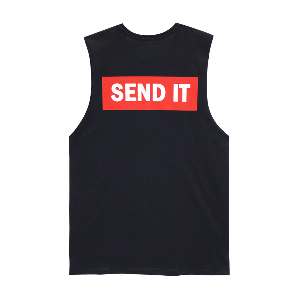 SEND IT MENS SMALL PRINT MUSCLE TEE