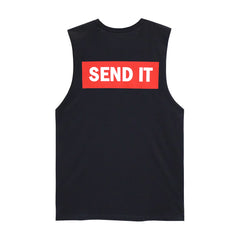 SEND IT MENS SMALL PRINT MUSCLE TEE