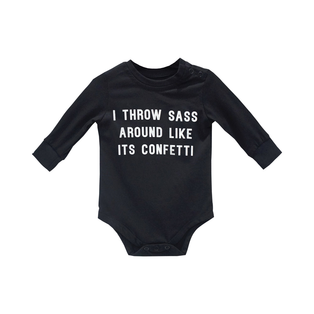 THROW SASS BABY LONG SLEEVE ONESIE