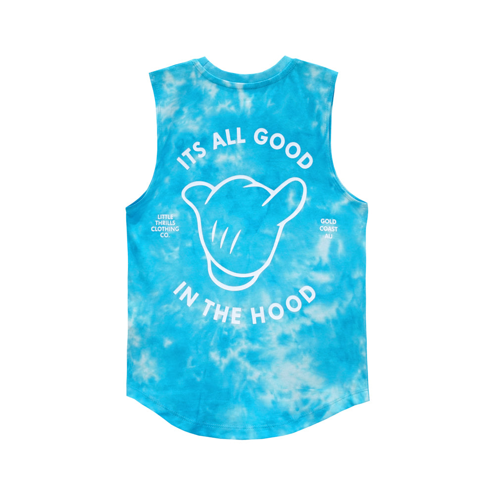 ITS ALL GOOD BOYS MUSCLE TEE TIEDYE BLUE