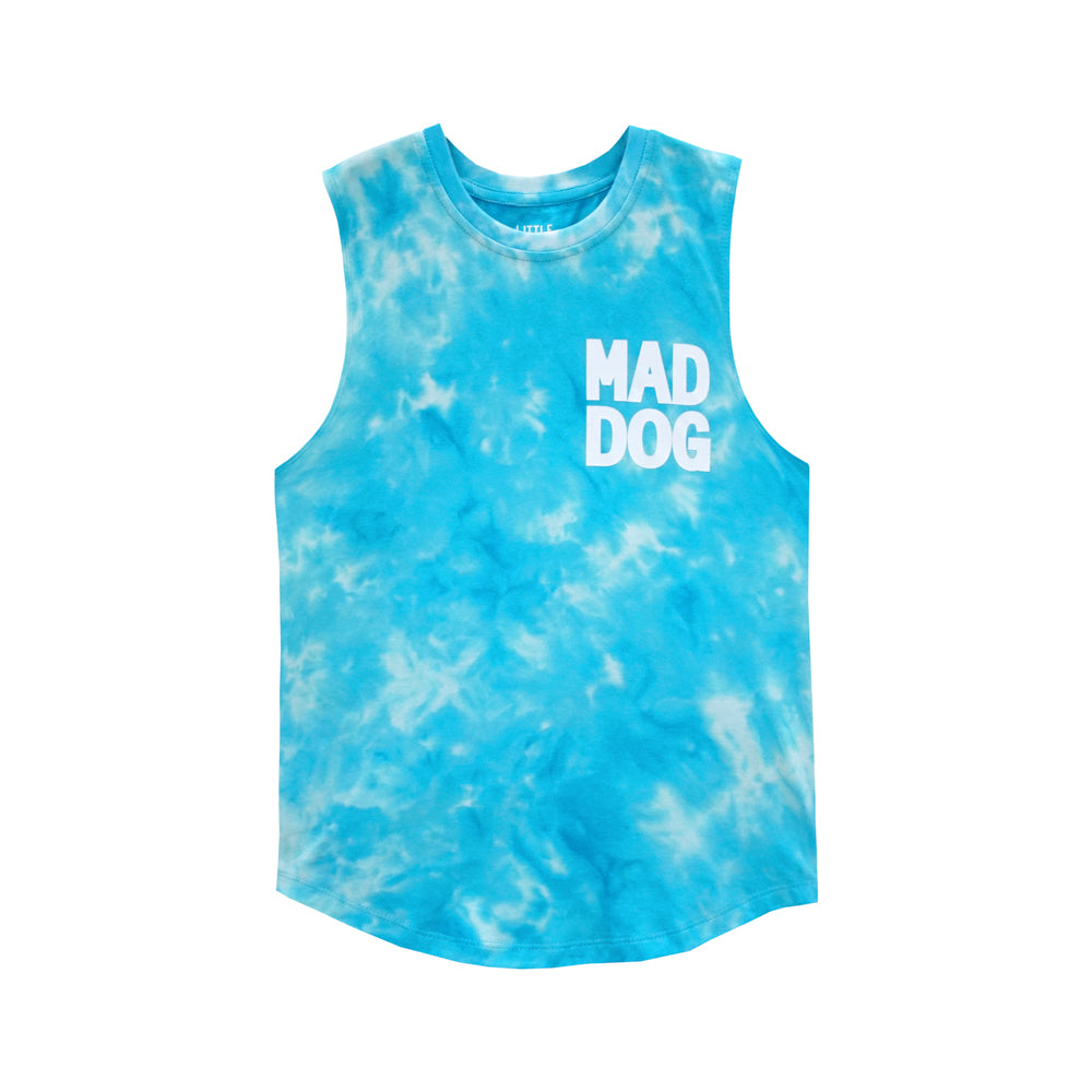 MAD DOG BOYS MUSCLE TEE TIEDYE BLUE