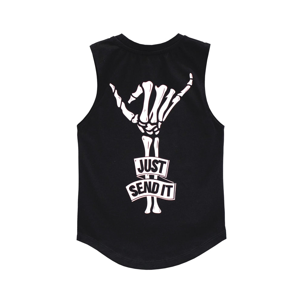 JUST SEND IT BOYS MUSCLE TEE SMALL PRINT