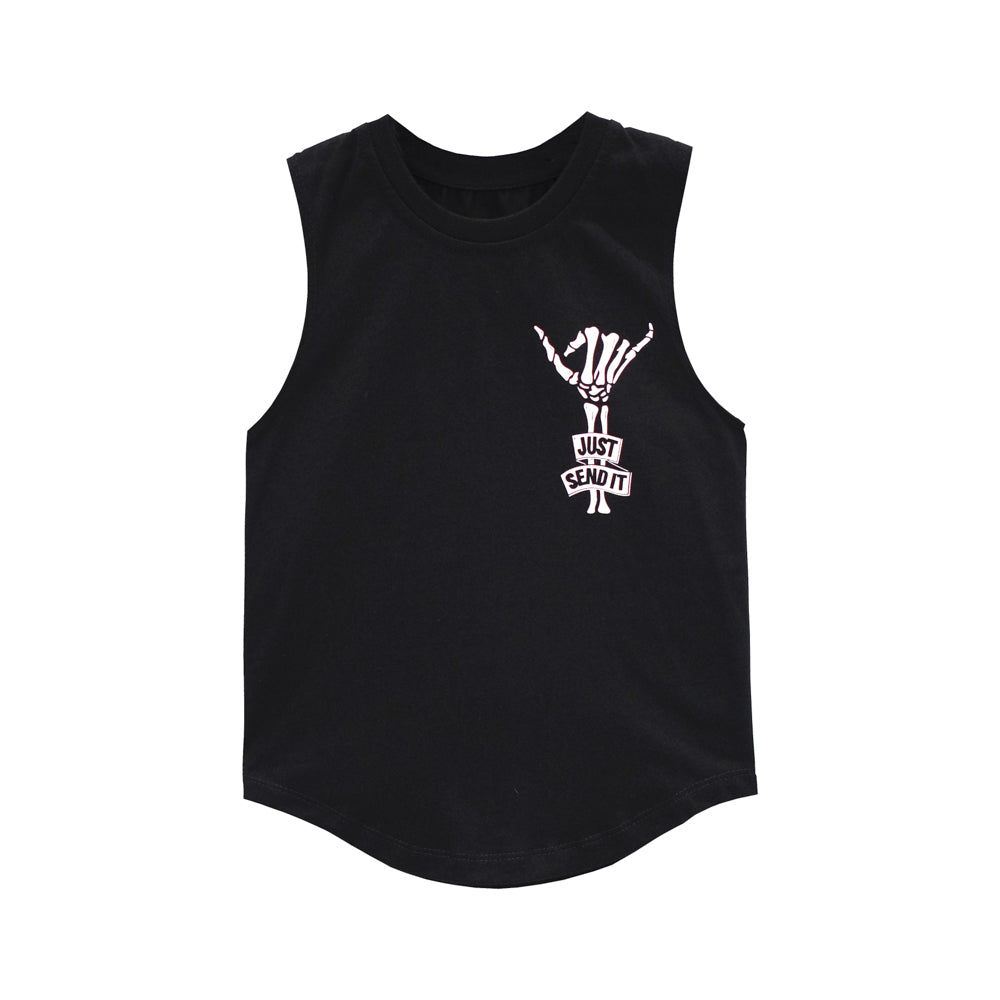 JUST SEND IT BOYS MUSCLE TEE SMALL PRINT