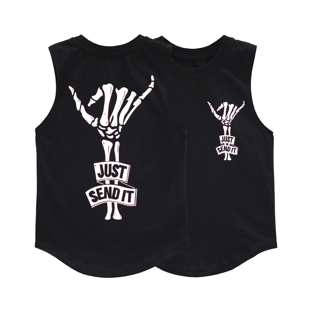 JUST SEND IT BOYS MUSCLE TEE SMALL PRINT