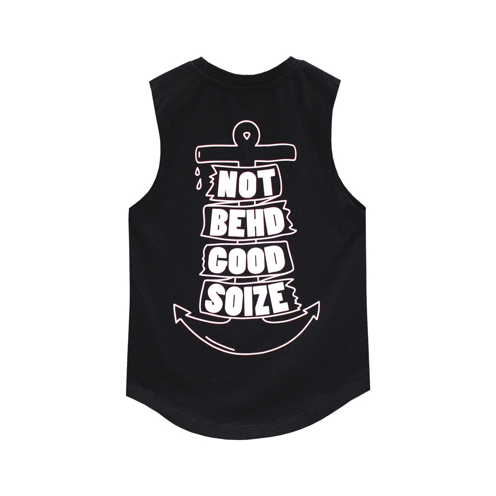 NOT BEHD BOYS MUSCLE TEE SMALL PRINT
