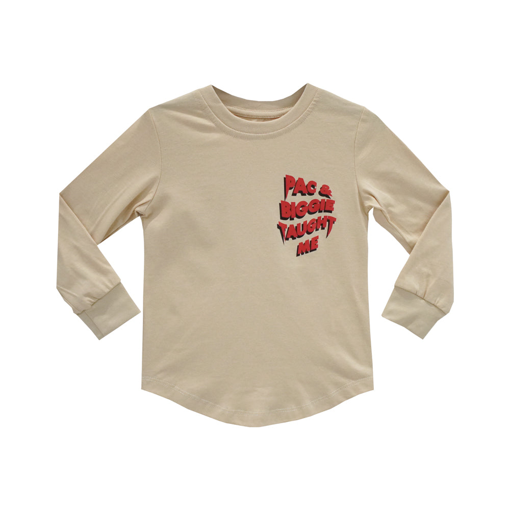 PAC AND BIGGIE TAUGHT ME BOYS LONG SLEEVE BEIGE