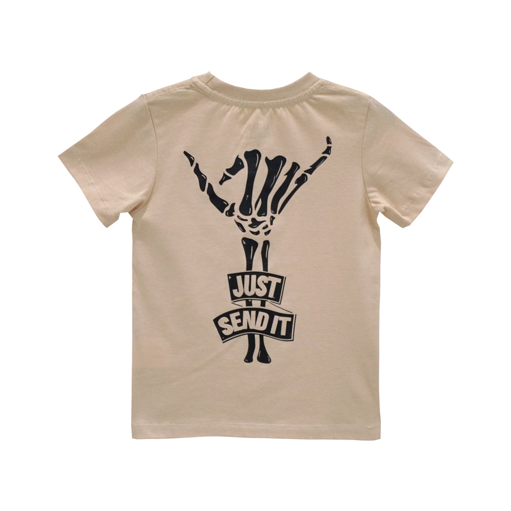JUST SEND IT BOYS SMALL PRINT TEE BEIGE