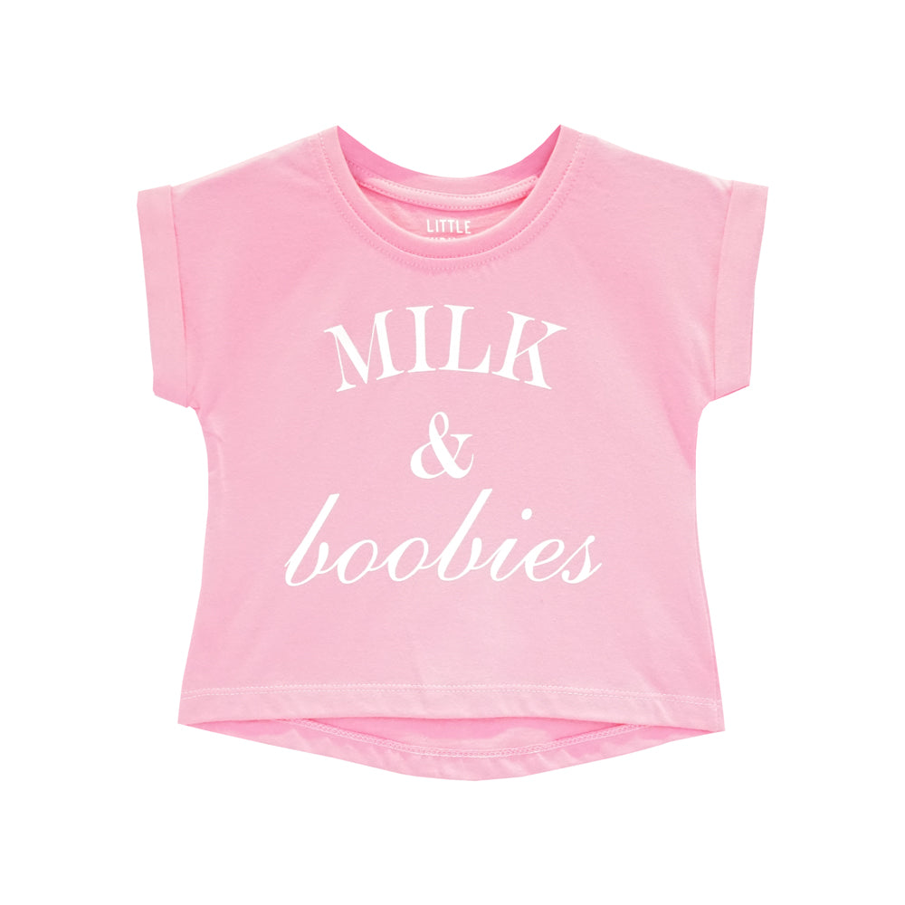 MILK AND BOOBIES GIRLS TEE PINK