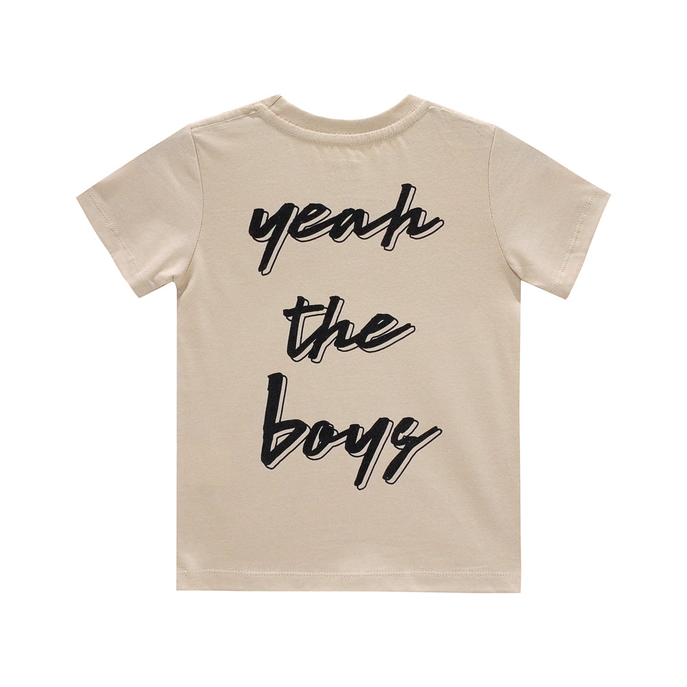 YEAH THE BOYS V2 SMALL PRINT TEE BEIGE
