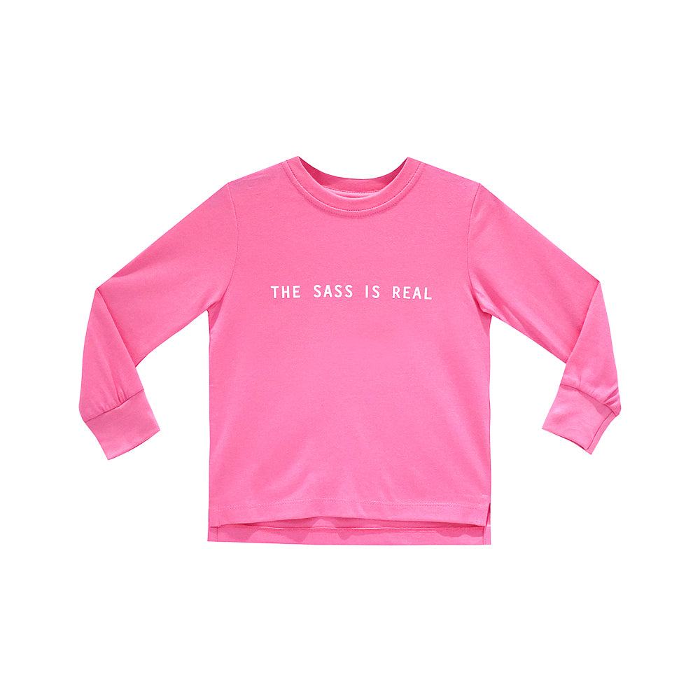 THE SASS IS REAL GIRLS LONG SLEEVE PINK