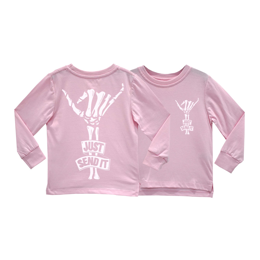 JUST SEND IT GIRLS LONG SLEEVE BABY PINK