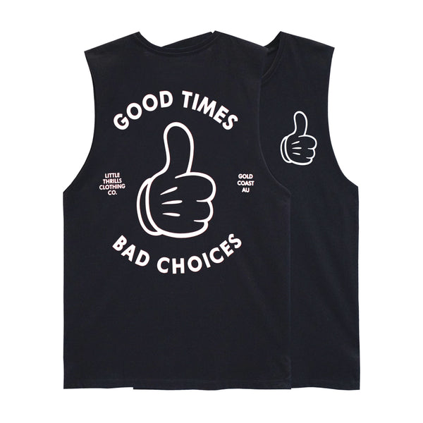 GOOD TIMES MENS SMALL PRINT MUSCLE TEE – LITTLE THRILLS