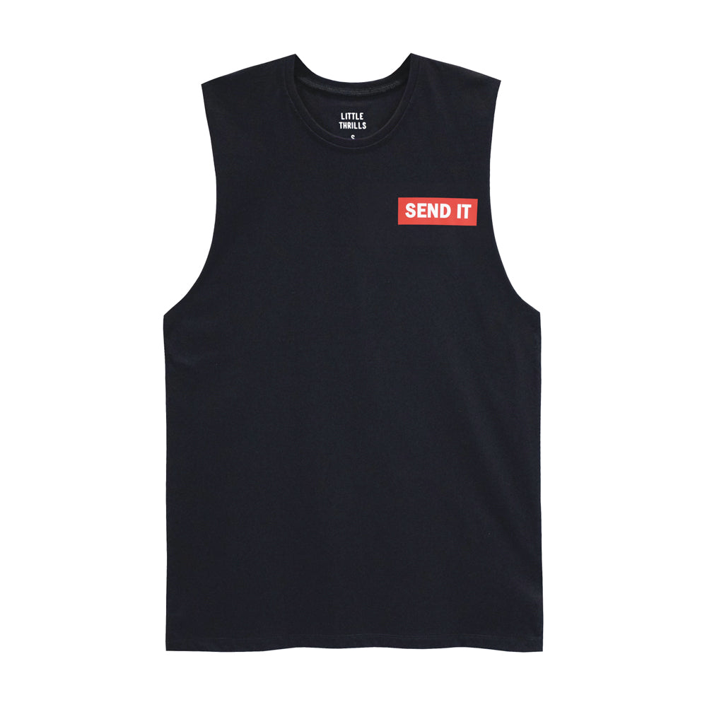 SEND IT MENS SMALL PRINT MUSCLE TEE
