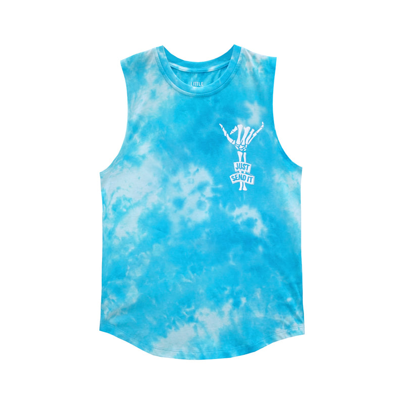 JUST SEND IT BOYS MUSCLE TEE TIEDYE BLUE