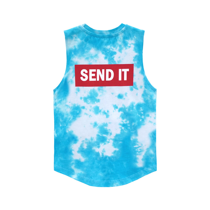 SEND IT BOYS MUSCLE TEE TIEDYE BLUE