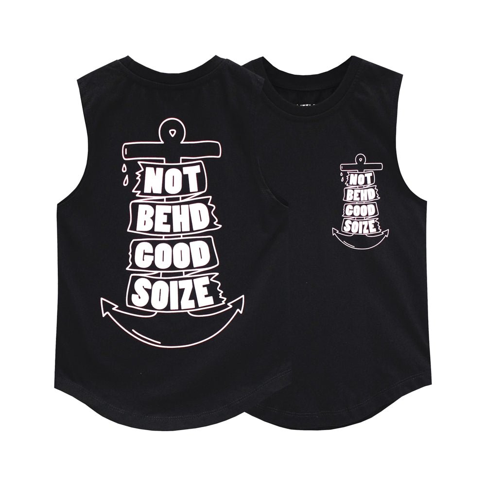 NOT BEHD BOYS MUSCLE TEE SMALL PRINT
