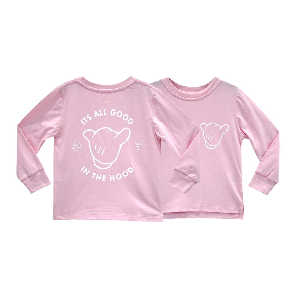 ITS ALL GOOD GIRLS LONG SLEEVE BABY PINK