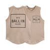 BALLIN MUSCLE TEE SMALL PRINT BEIGE