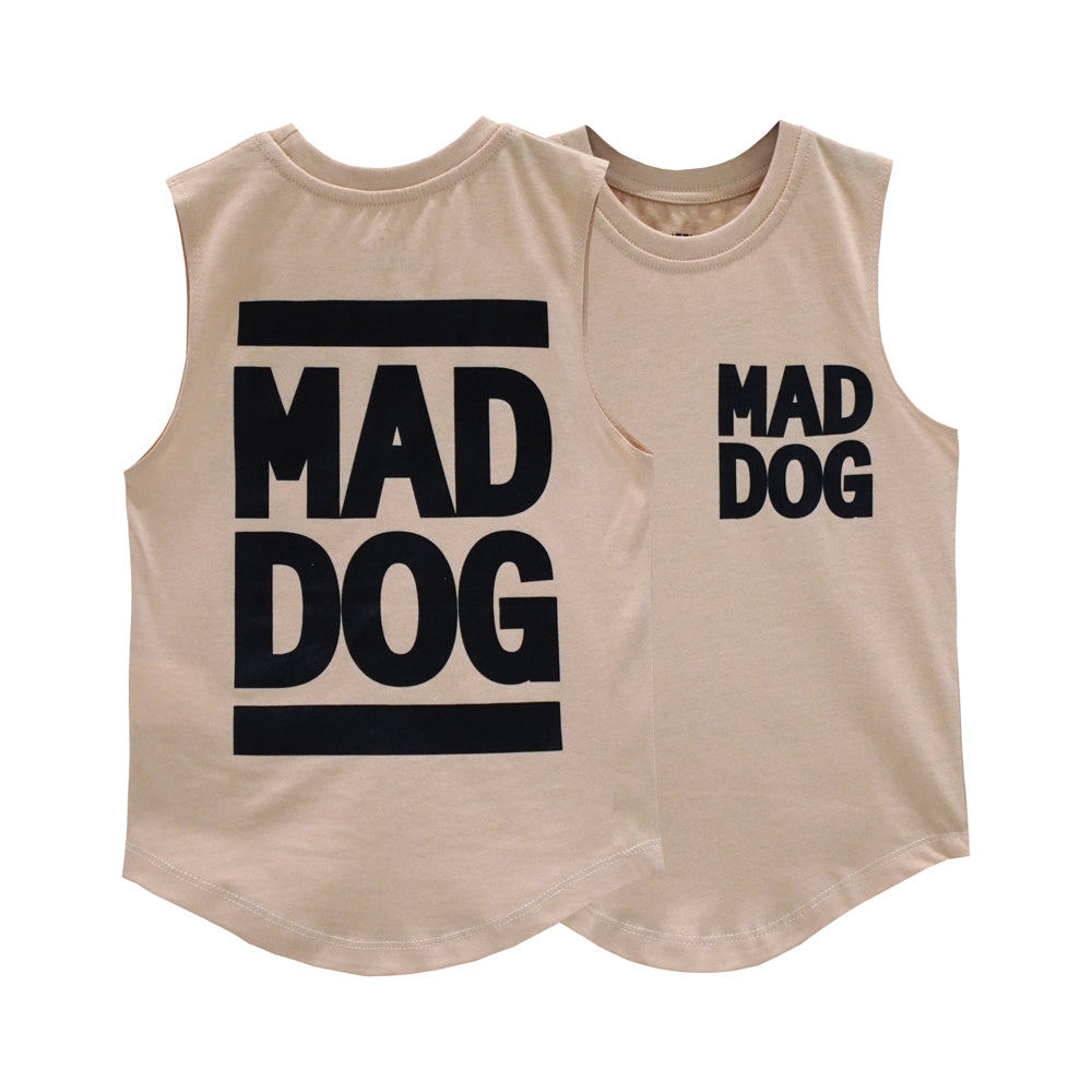 MAD DOG MUSCLE TEE SMALL PRINT BEIGE