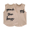 YEAH THE BOYS V2 MUSCLE TEE SMALL PRINT BEIGE