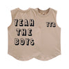 YEAH THE BOYS MUSCLE TEE SMALL PRINT BEIGE