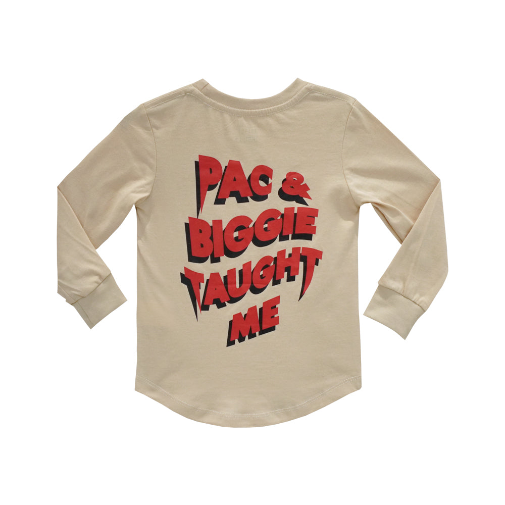 PAC AND BIGGIE TAUGHT ME BOYS LONG SLEEVE BEIGE