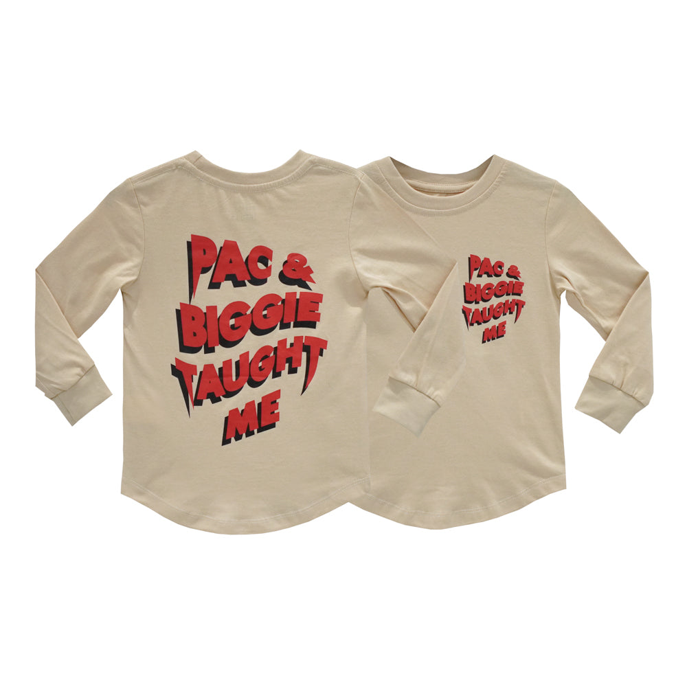 PAC AND BIGGIE TAUGHT ME BOYS LONG SLEEVE BEIGE
