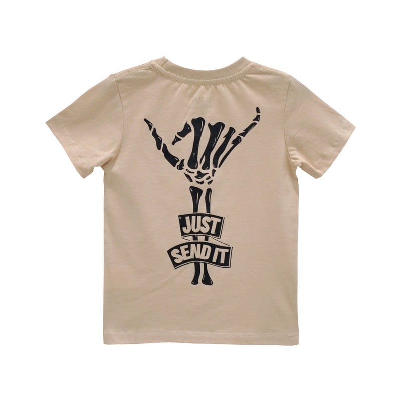 JUST SEND IT BOYS SMALL PRINT TEE BEIGE