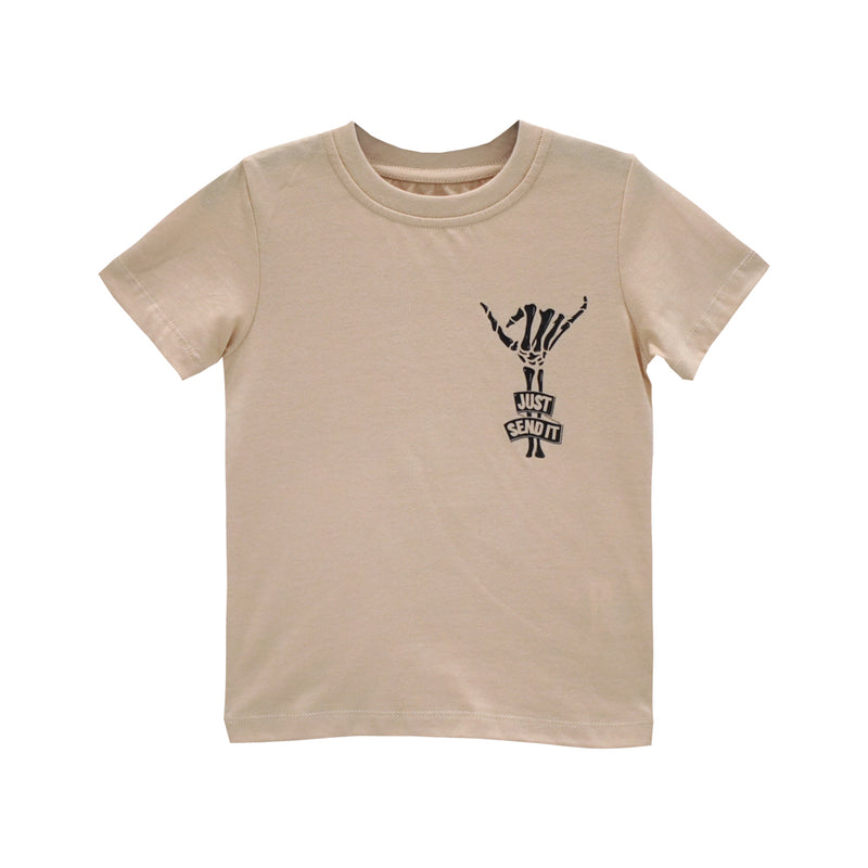 JUST SEND IT BOYS SMALL PRINT TEE BEIGE