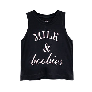 MILK AND BOOBIES GIRLS CROP SINGLET