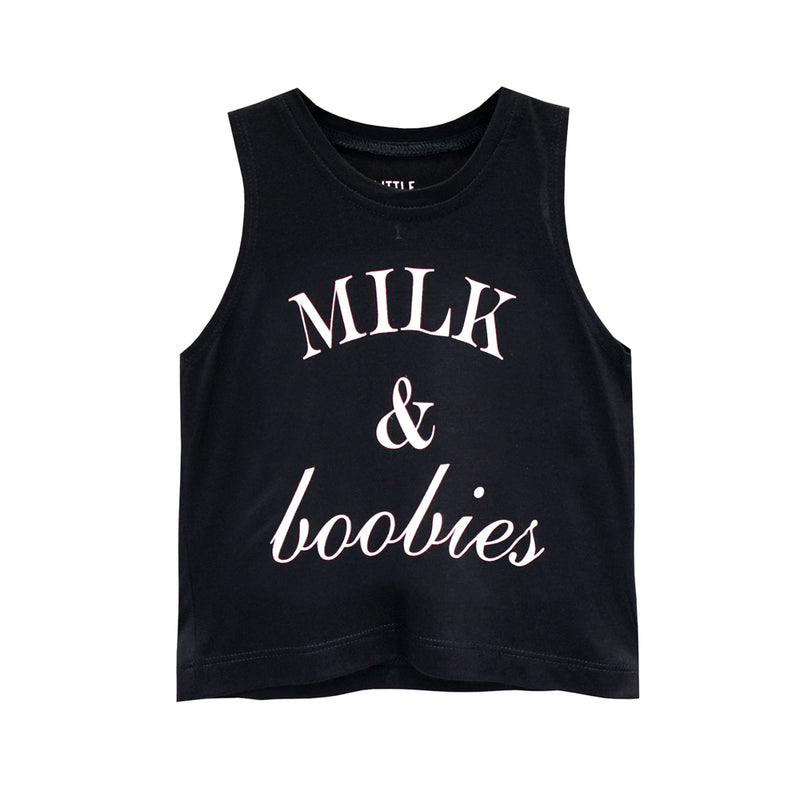 MILK AND BOOBIES GIRLS CROP SINGLET