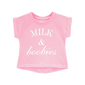 MILK AND BOOBIES GIRLS TEE PINK
