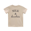 MILK AND BOOBIES BOYS SMALL PRINT TEE BEIGE