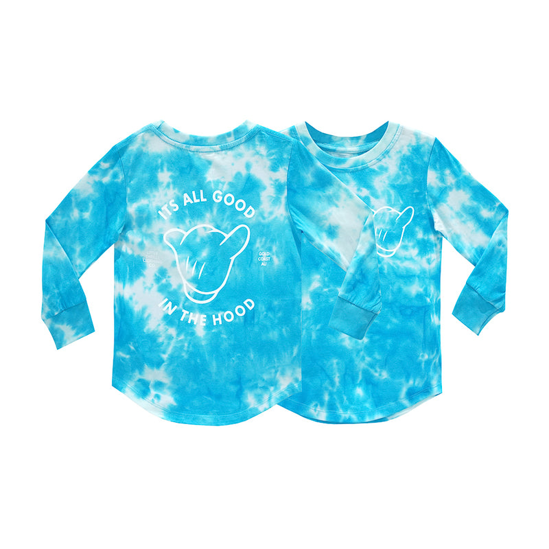 ITS ALL GOOD BOYS LONG SLEEVE TIEDYE BLUE